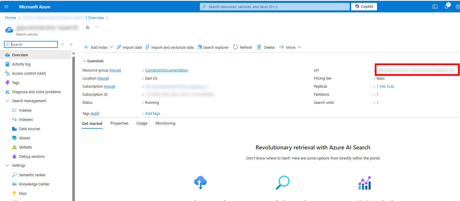 Azure AI Search Endpoint URL